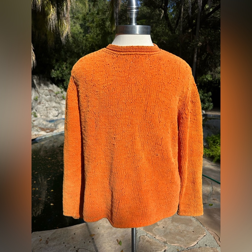 Stone Island Orange Textured Knit Crewneck